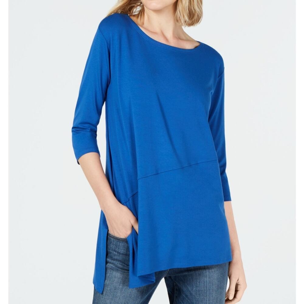 Eileen Fisher Neptune Signature Jersey Asymmetrical Top Size Small